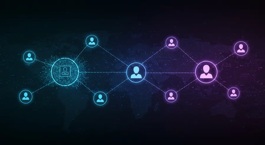 Futuristic abstract visualization of Decentralized Identifiers (DIDs)